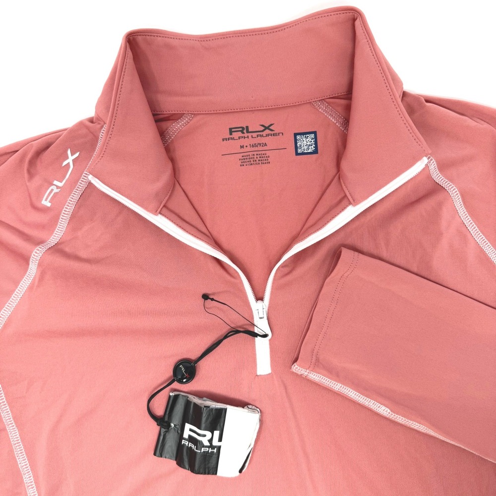 RLX Ralph Lauren Womens Coral Pink Quarter Zip Pullover Athletic Top Size Medium